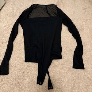Abercrombie & Fitch Black Sheer Long Sleeve Bodysuit
